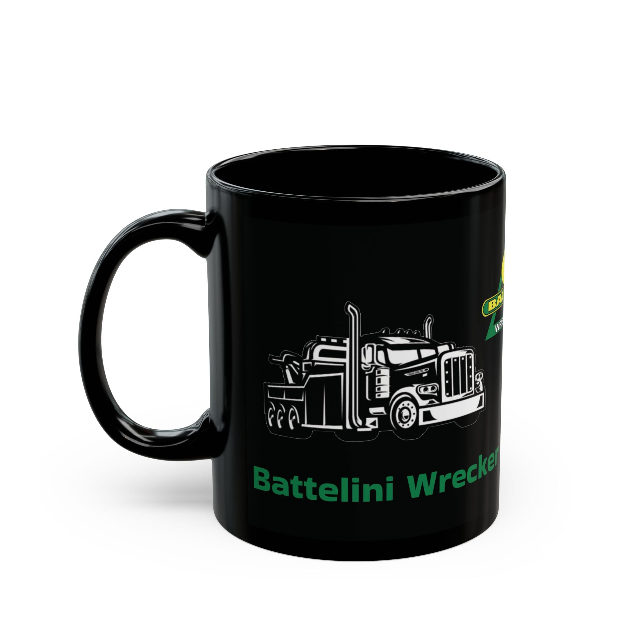 Battelini Trucker Black Mug - Classic Coffee Cup for Drivers, Perfect Gift for Holidays, Travel, and Work, 11oz or 15oz