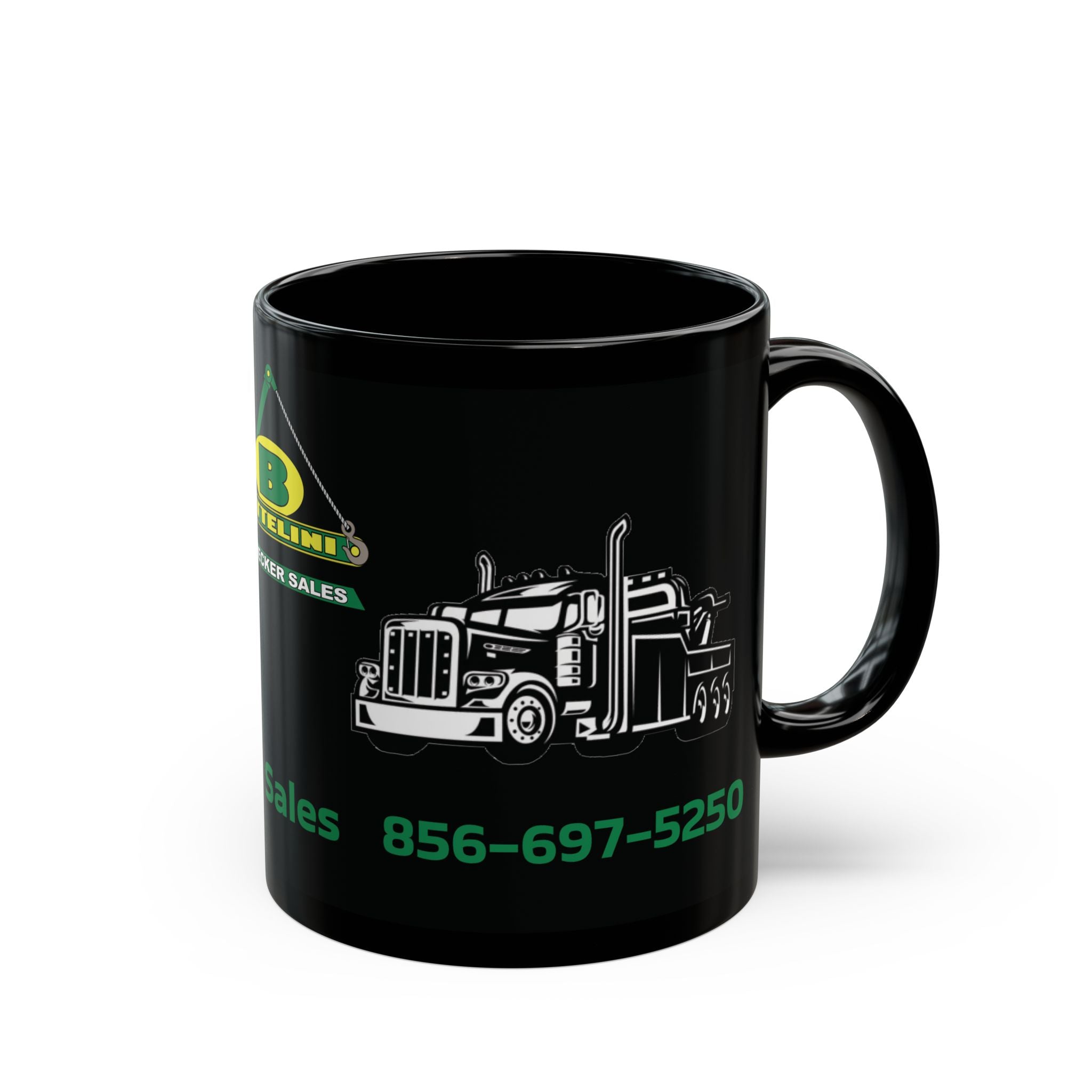Battelini Trucker Black Mug - Classic Coffee Cup for Drivers, Perfect Gift for Holidays, Travel, and Work, 11oz or 15oz