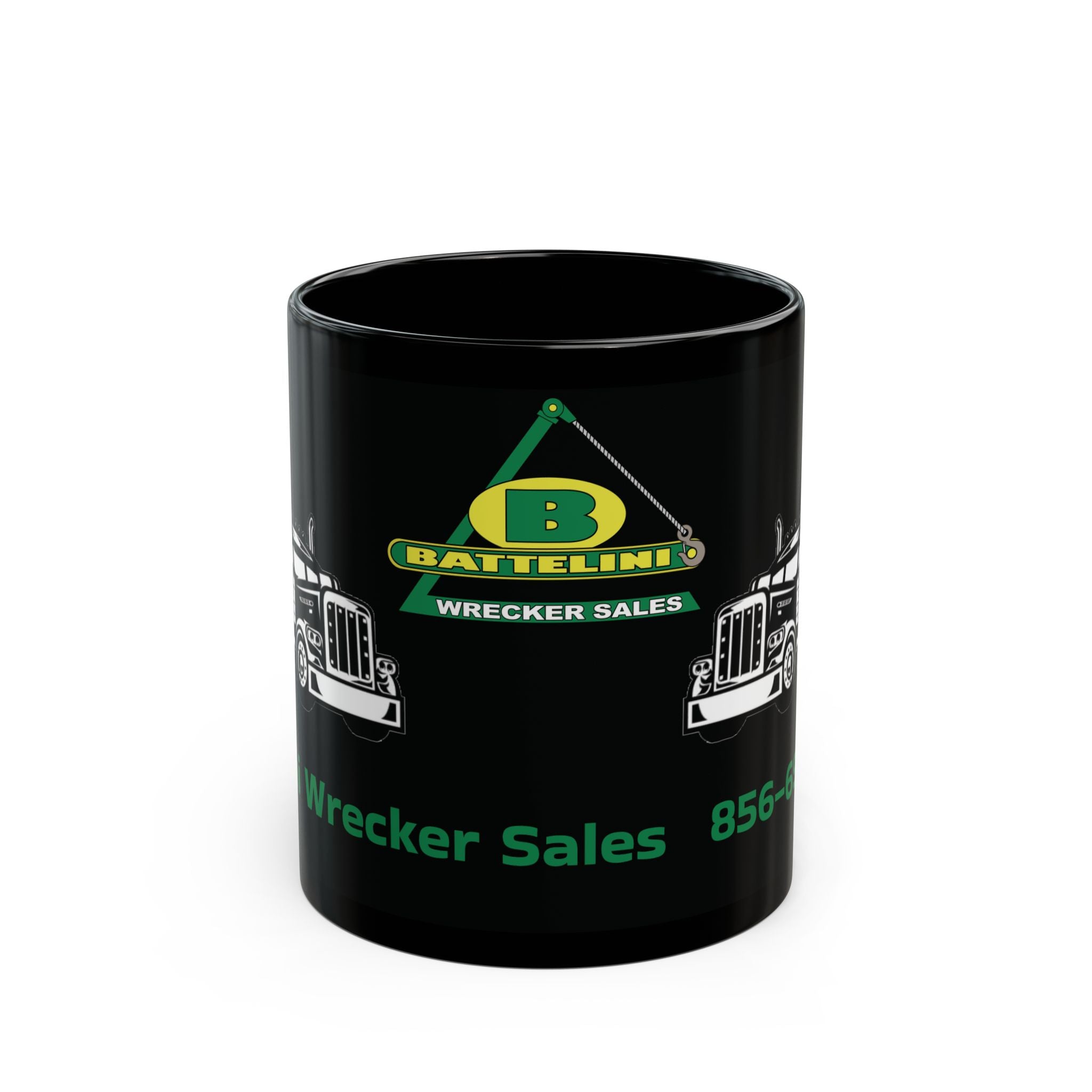 Battelini Trucker Black Mug - Classic Coffee Cup for Drivers, Perfect Gift for Holidays, Travel, and Work, 11oz or 15oz