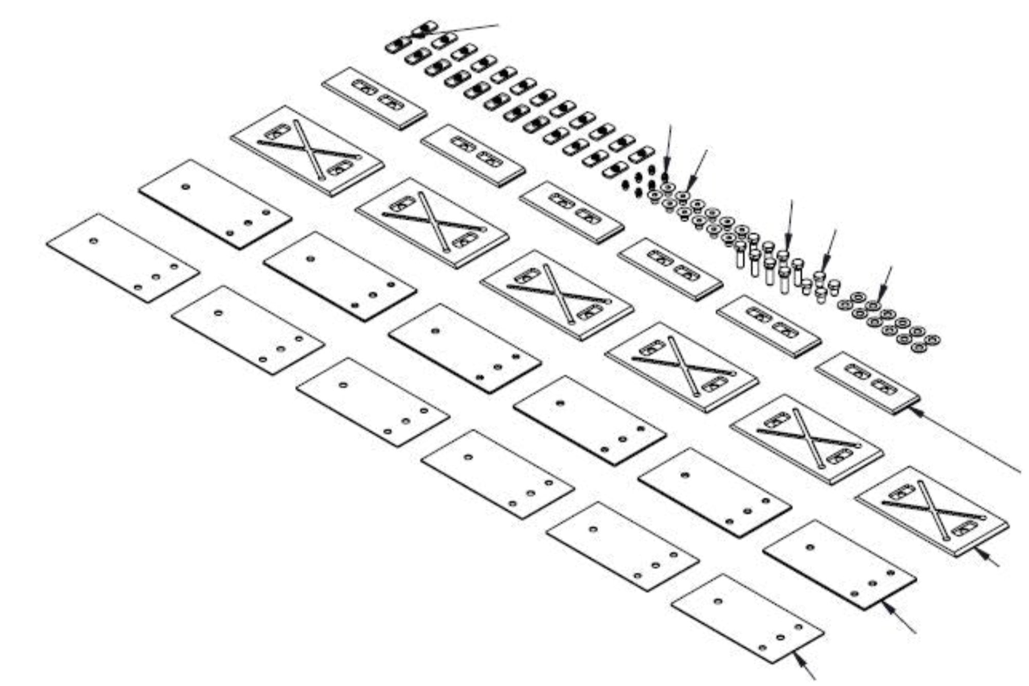 Axle-lift wear pads kit (4 stage Euro) - repair kit