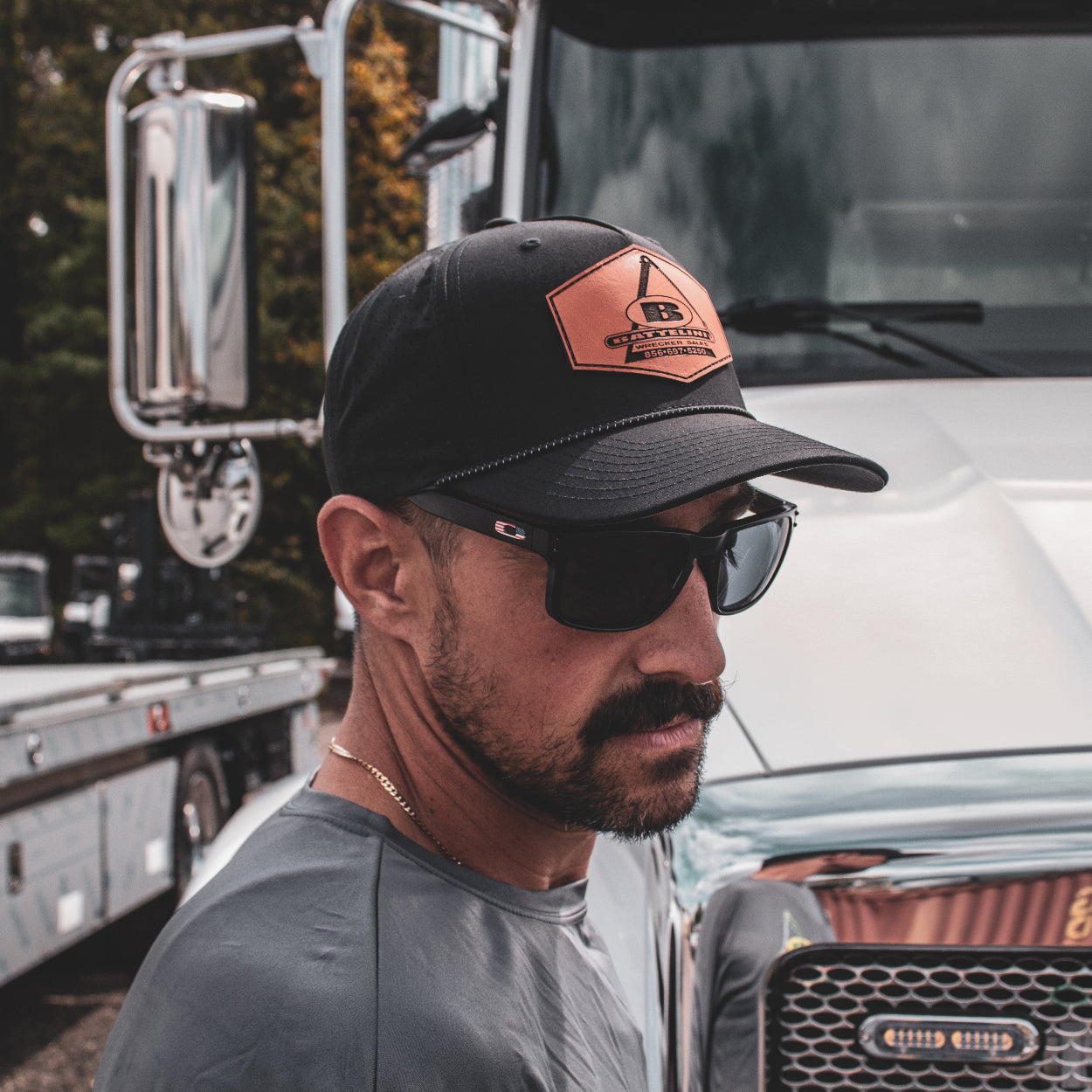 performance trucker hat for tow truck drivers made by Battelini