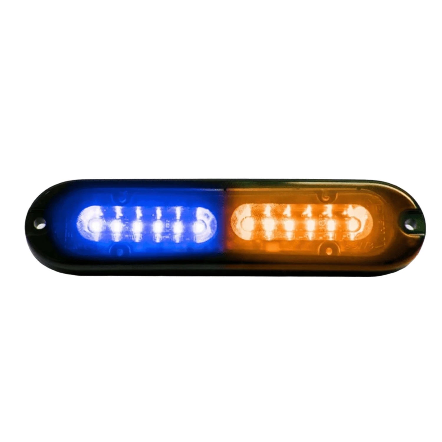 blue/amber whelen t-series ion linear split color led lightheads - emergency and warning lights