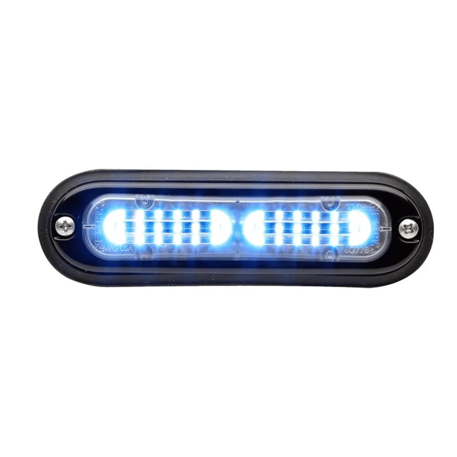 blue/white whelen ion t-series duo color led lighthead with clear lens. emergency and warning lights