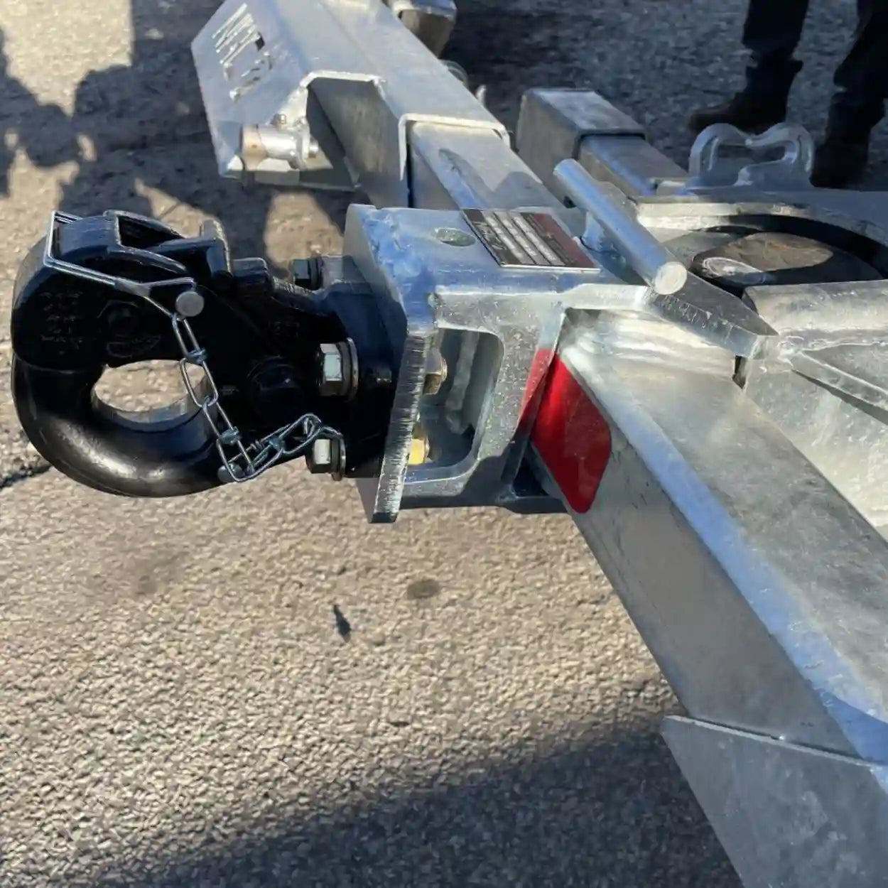 BUYERS PRODUCTS 10 ton pintle hook bolted to NRC pintle hook adapter installed on a carrier underreach