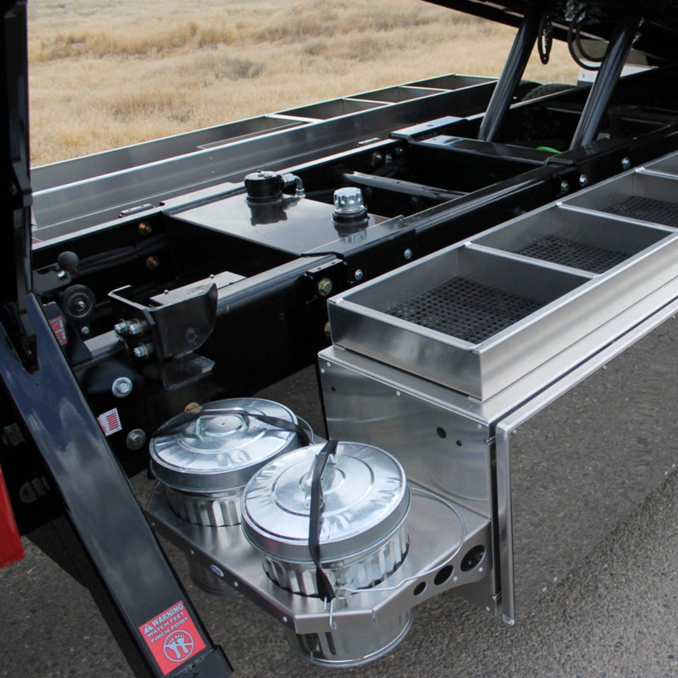 dual trash can mount - toolbox accessories - organization