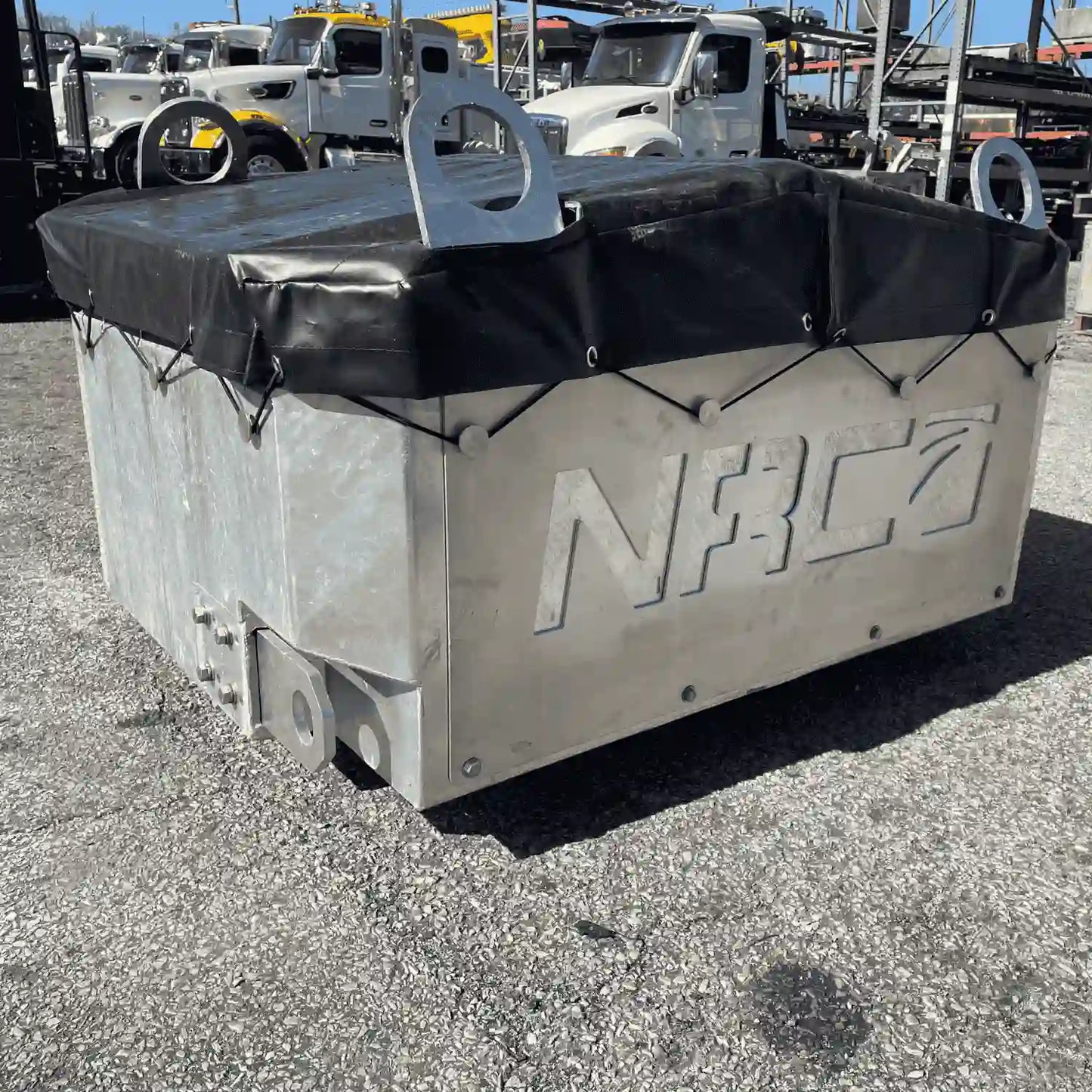 galvanized short rigging box for transporting snatch blocks and other rigging equipment on an NRC heavy duty wrecker
