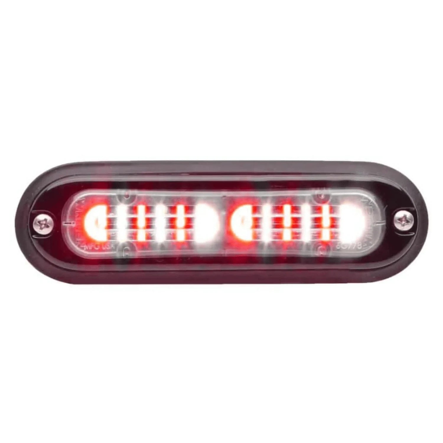 red/white whelen ion t-series duo color led lighthead with clear lens. emergency and warning lights