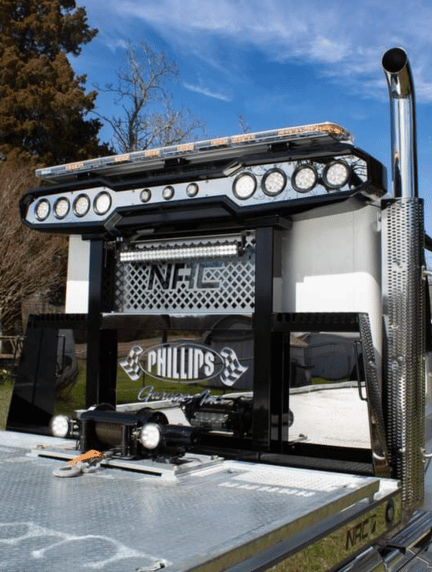 NRC chain rack with stainless trim on a 20TB Car Carrier Truck