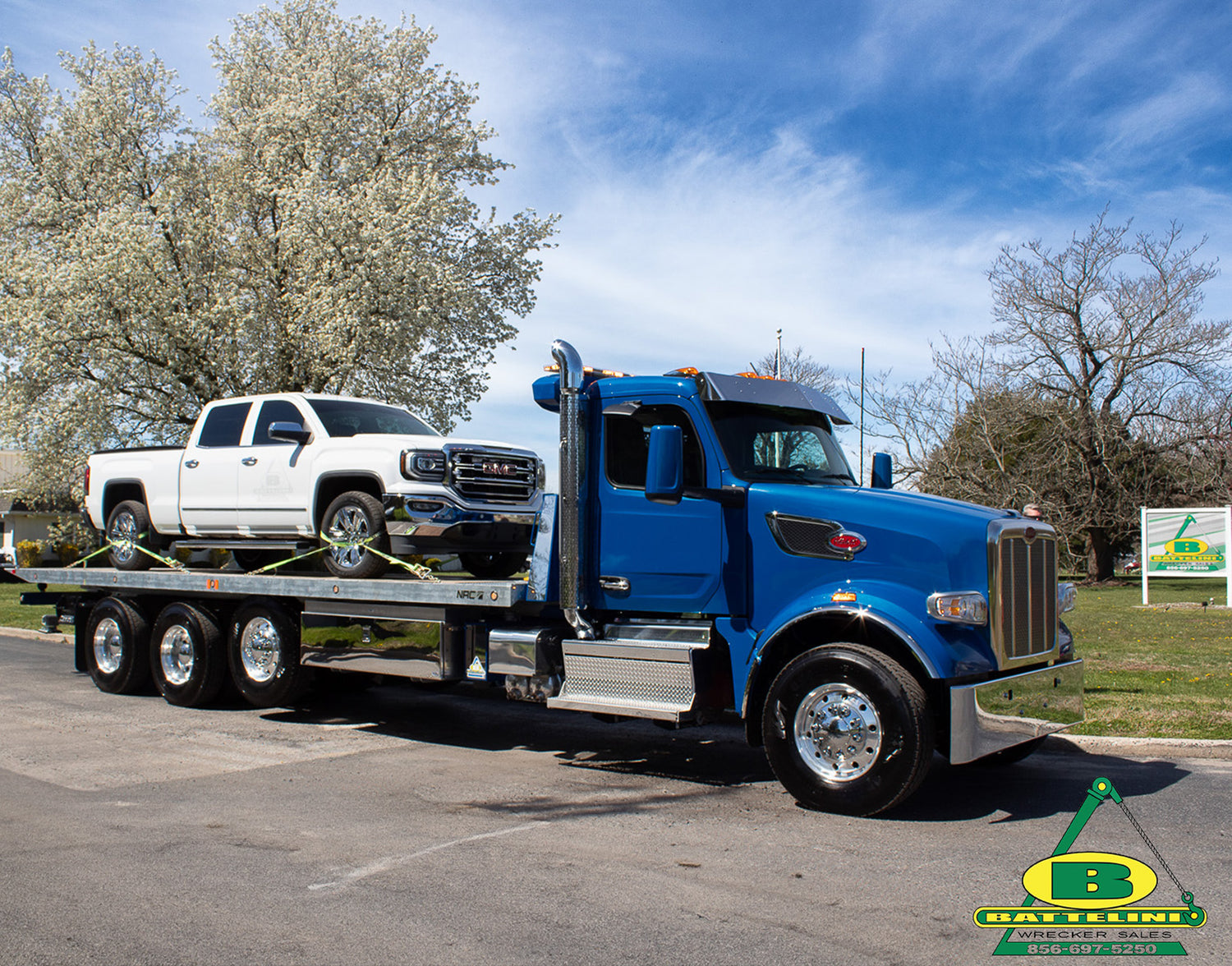 tow truck with car on the bed - towing - tow truck equipment