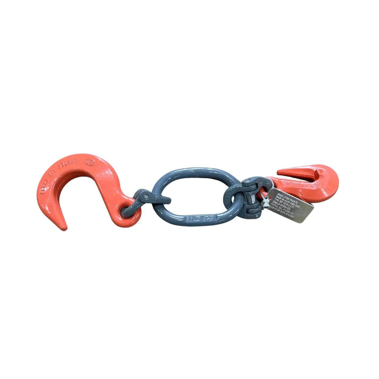 1/2 inch foundry hook and clevis grab hook on an oblong used for heavy lifting jobs