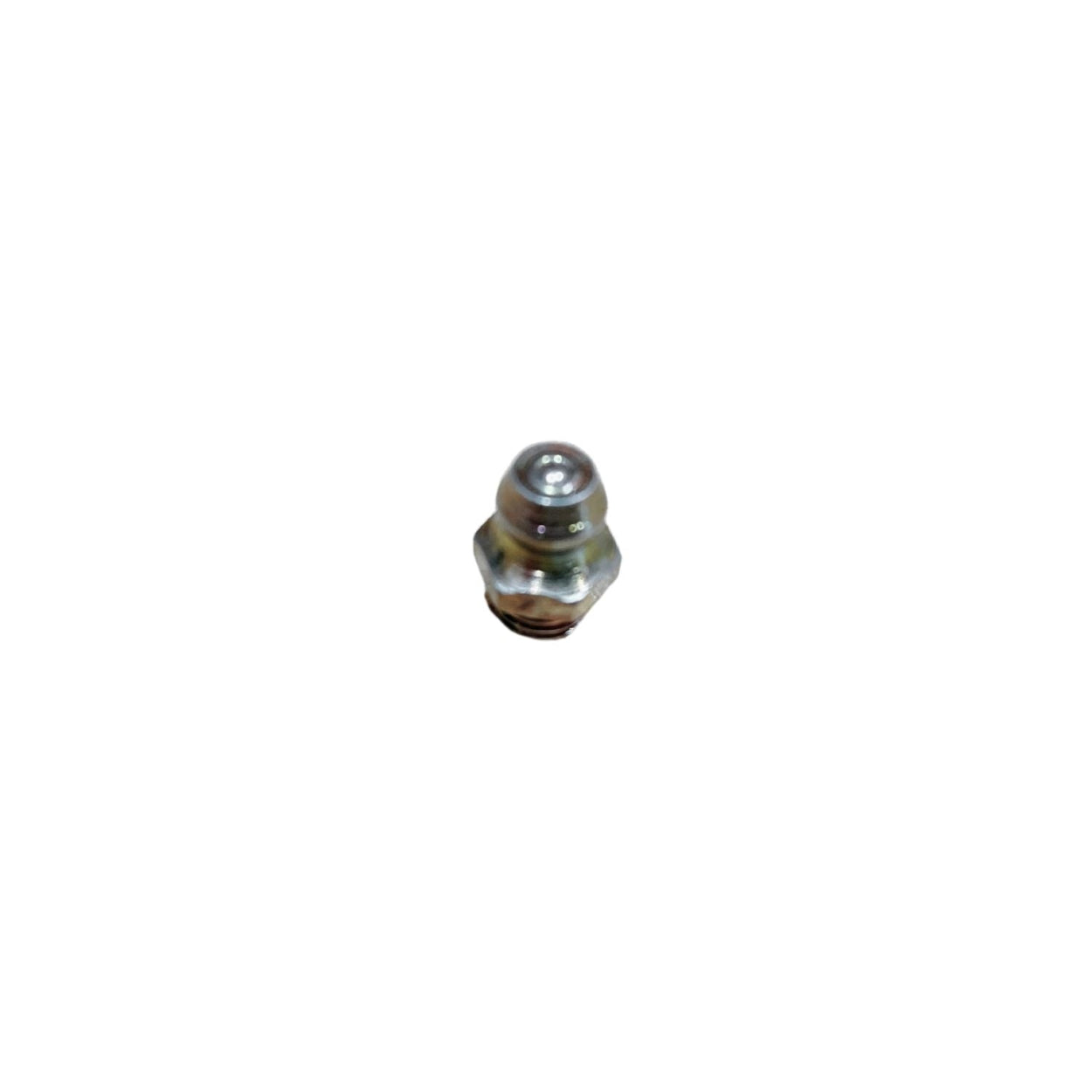 A straight grease fitting with a tapered thread, likely made of metal, against a white background. Used on NRC wheel lift system