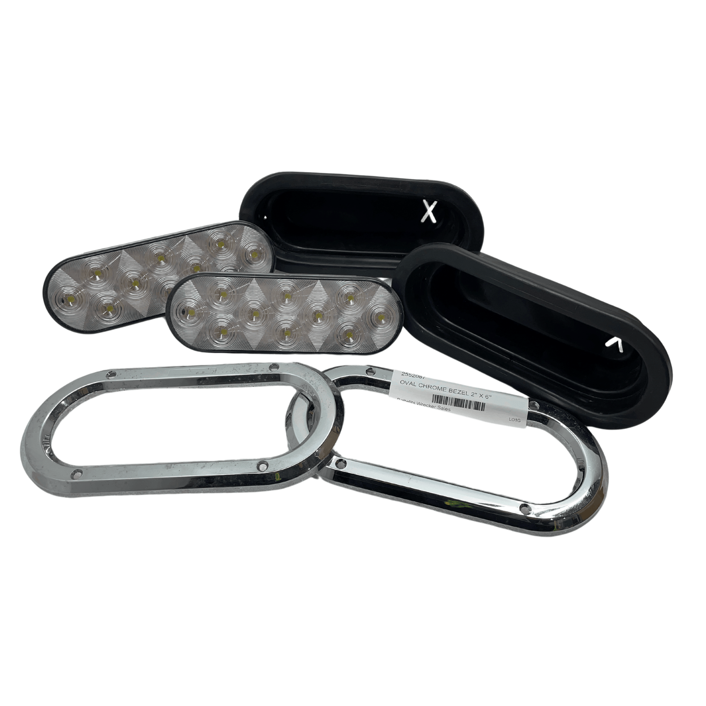 oval white LED lights with rubber grommets and chrome bezels