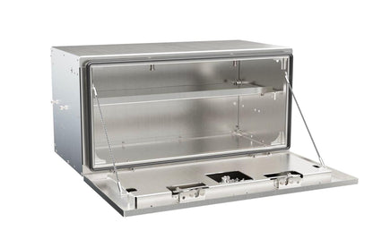 36" In the Ditch pro series tool boxes: Top-quality aluminum underbody toolbox w/ full shelf, weather resistant, 400lbs-rated door as step. ITD1536-FS