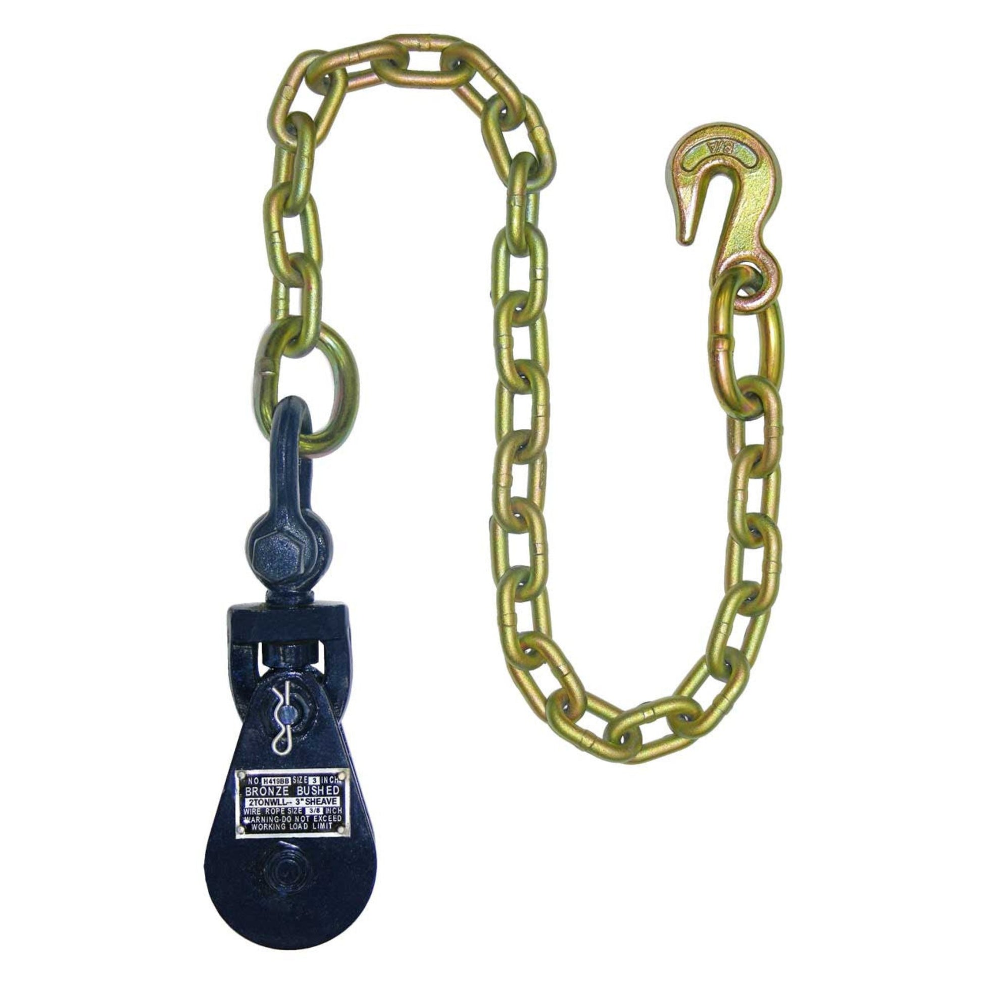  3" 2t snatch block with chain - g70 chain - towing equipment - 6I-2TSW30