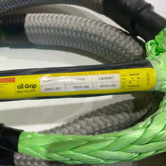 3/4" all-grip gray synthetic rope sling used for rigging and lifting