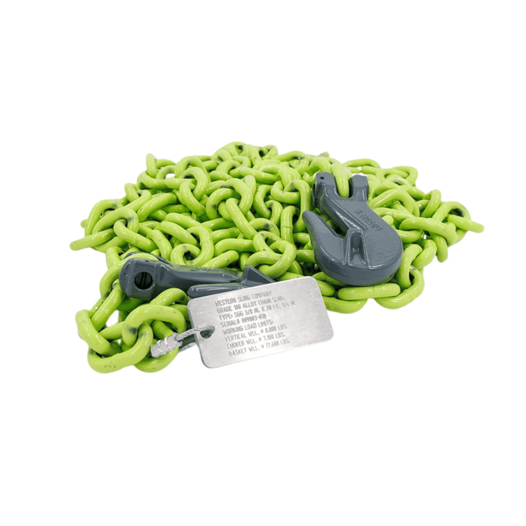 Hi-vis 3/8" grade 100 heavy duty chain, ideal for truck tool box storage and wrecker supplies.