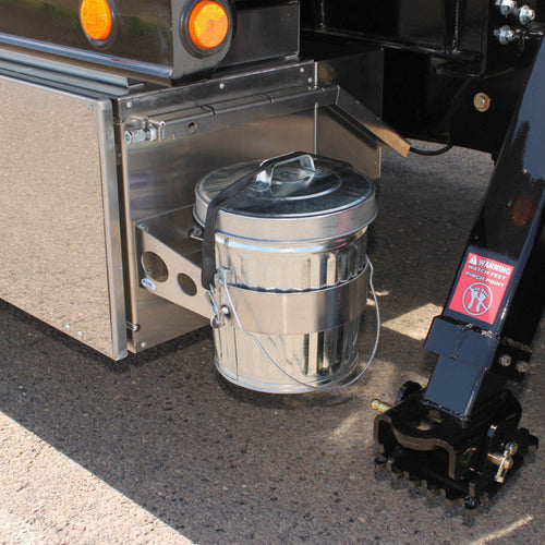 trash can - 4 gallon trash can - trash can mount - truck toolboxes - towing accessories