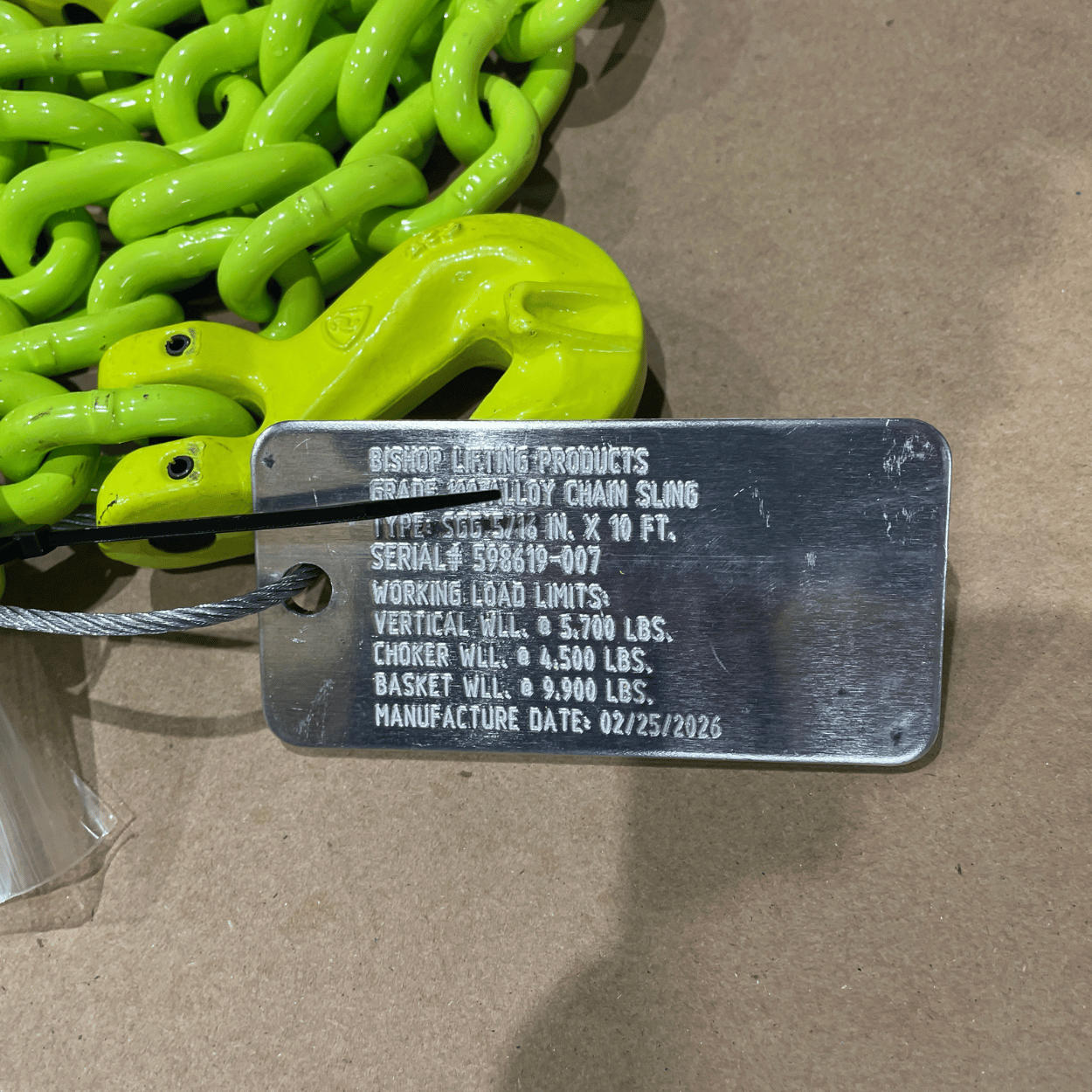 10 feet 5/16" Hi-Vis G100 Recovery chain with clevis grab hooks on both ends