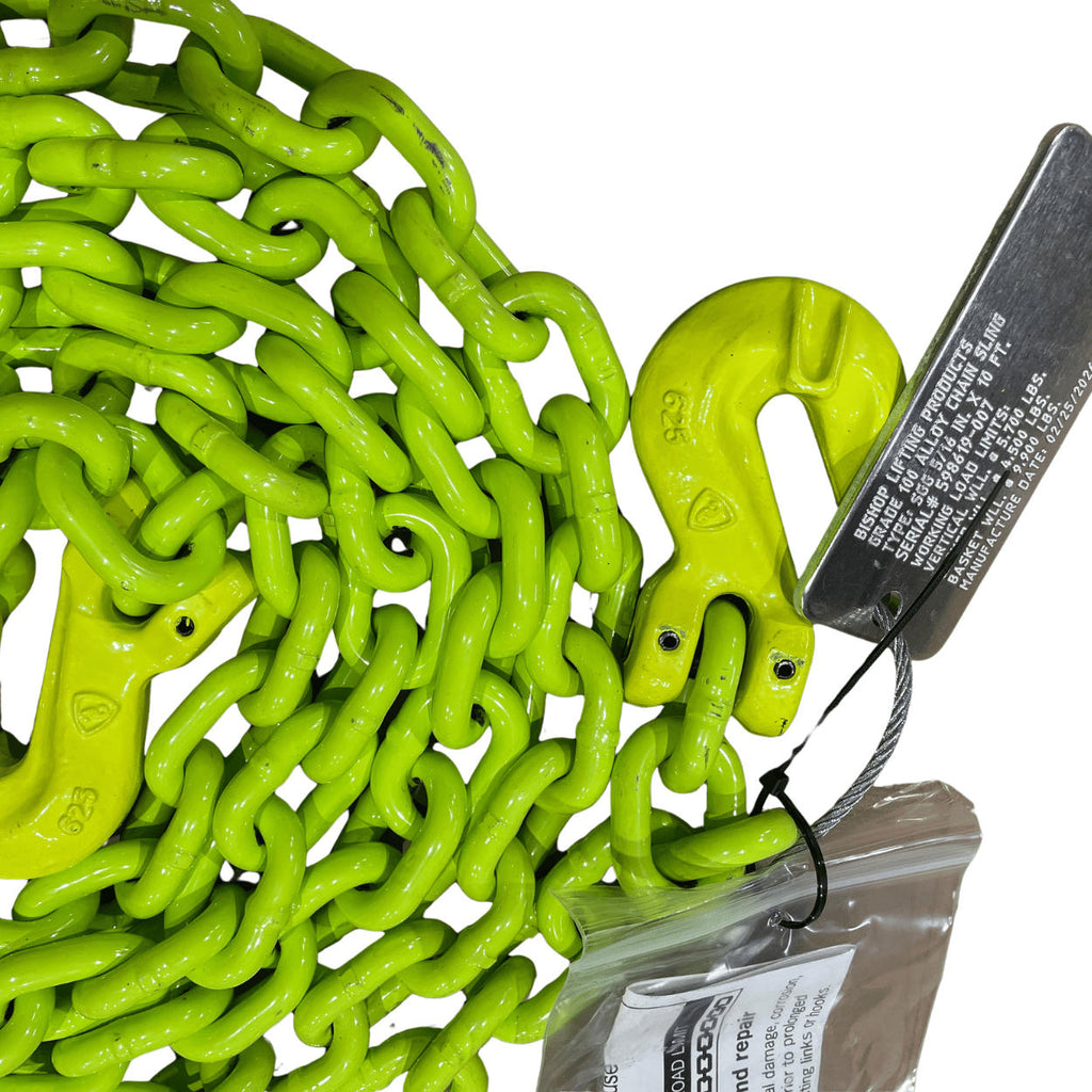 5/16" x 10' Hi-Vis G100 Recovery chain with clevis grab hooks on both ends