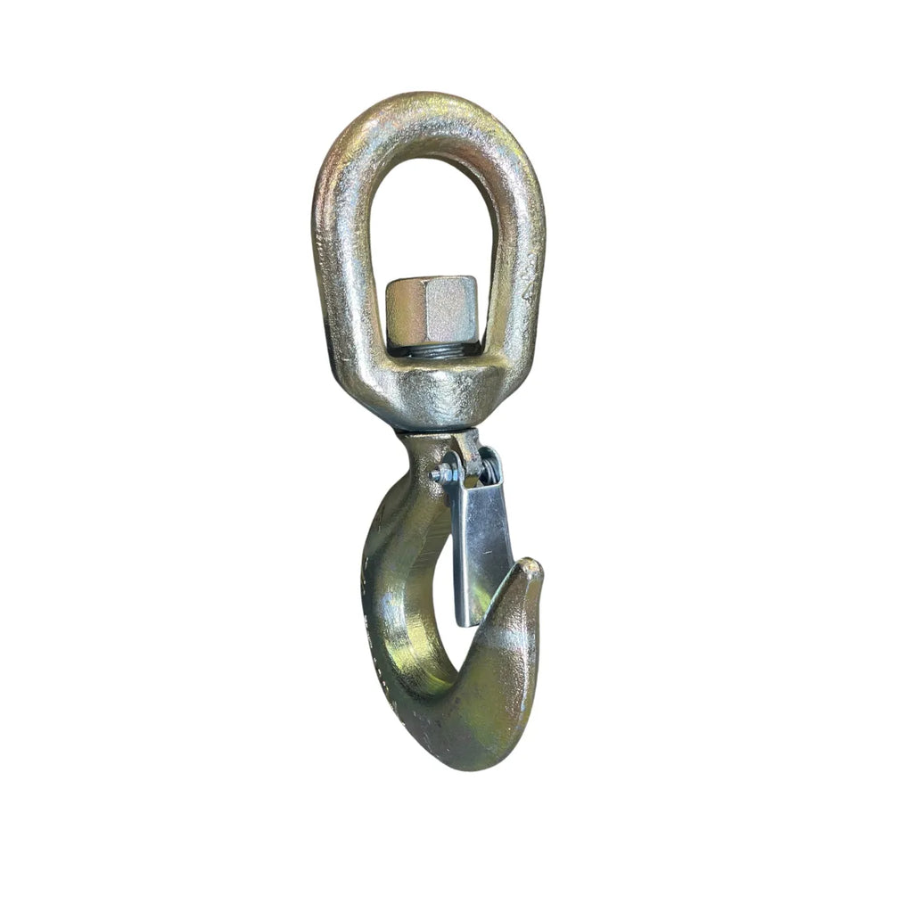 B/A 4-5TASHL swivel hook angled view showing spring latch and swivel eye nut