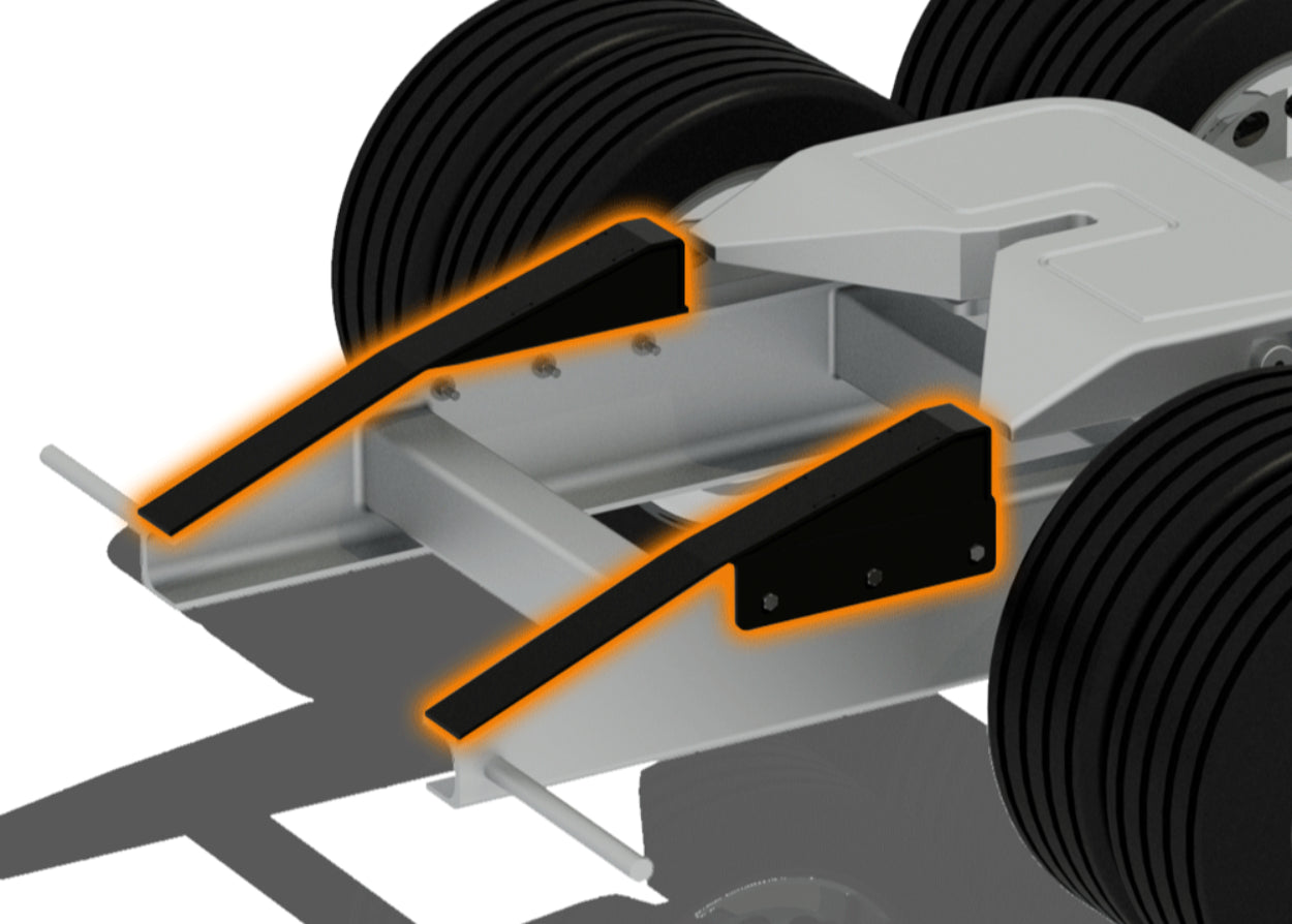 animation of where to install the iconic 5th wheel frame ramps on a tractor semi-truck