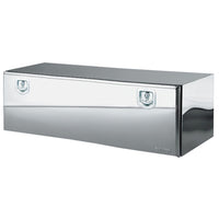Bawer stainless steel underbody toolbox with 2 T-handles and gas shocks. the perfect truck storage solution for professionals
