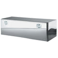 Bawer stainless steel underbody toolbox with 2 T-handles and gas shocks. the perfect truck storage solution for professionals