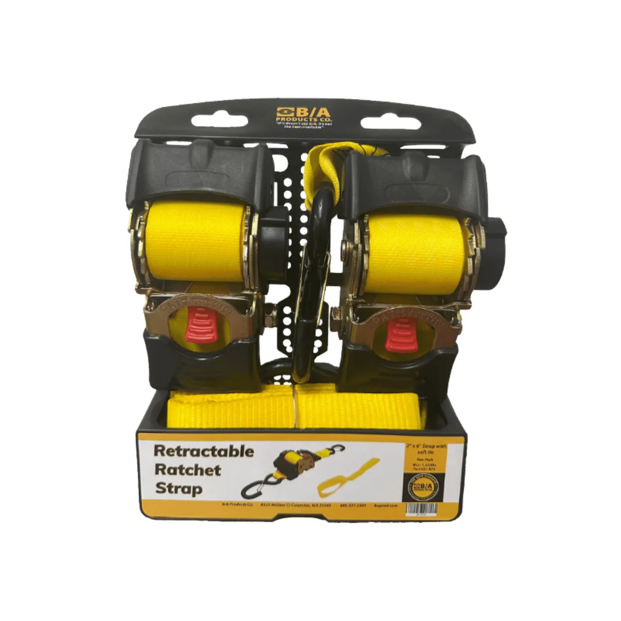 2"x6' retractable ratchet strap (2 pack). Perfect for securing motorcyles, lawn movers, and other precise cargo