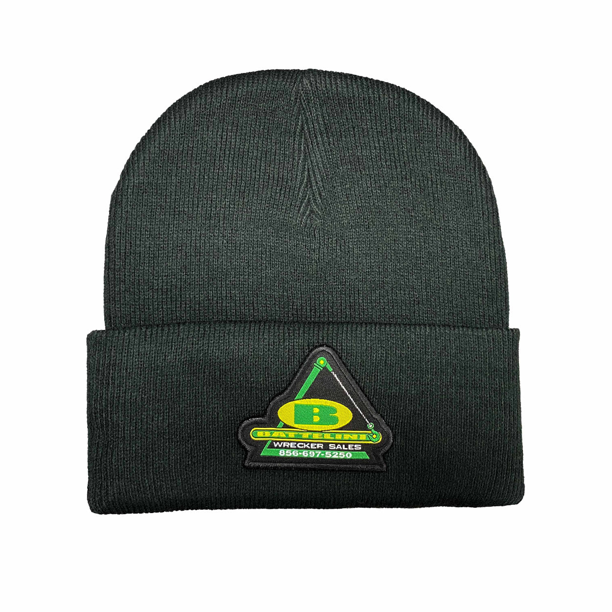 Black Battelini Knit Beanie with Battelini Wrecker Sales Logo