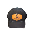 Black/ Gray Performance Rope Trucker Hat with Leather Patch Logo