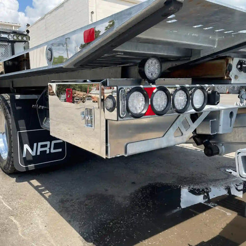 stainless steel rear tool boxes made by brunner. They are installed behind the control box behind the rear bumper