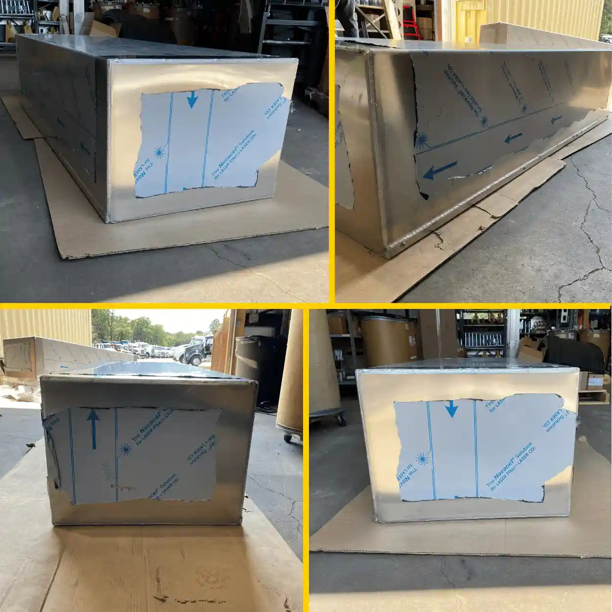 Premium underbody toolbox with a polished finish and camlock system, ideal for rollback tow trucks and trailers. Secure and sleek storage.