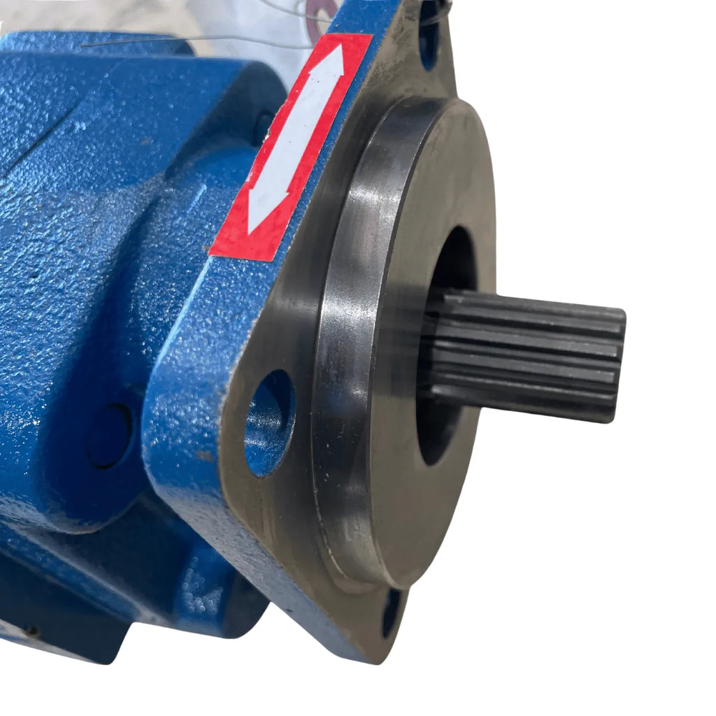 Close-up of 1" x 15 spline shaft on Permco double pump for slider applications MPN #P2100B231AXZK15-87AZK15-1VD 