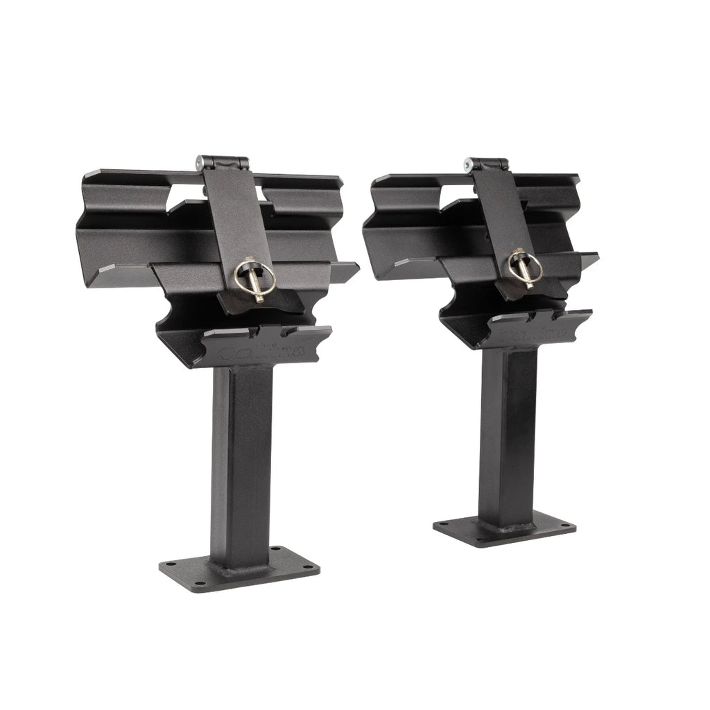 black powder coated tow dolly storage mounts made specifically for collins dollies - the only highway rated dollies on the market