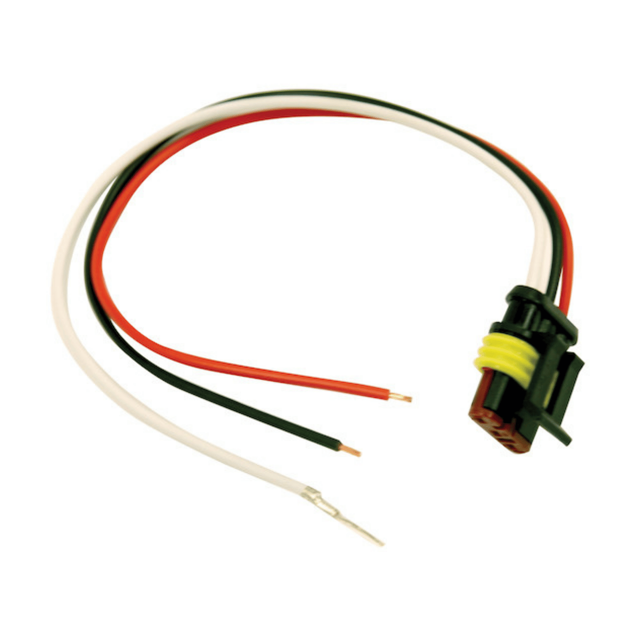 dot light plug 3 wire amp style plus with stripped leads and #10 ring on ground. For easy truck lighting installation