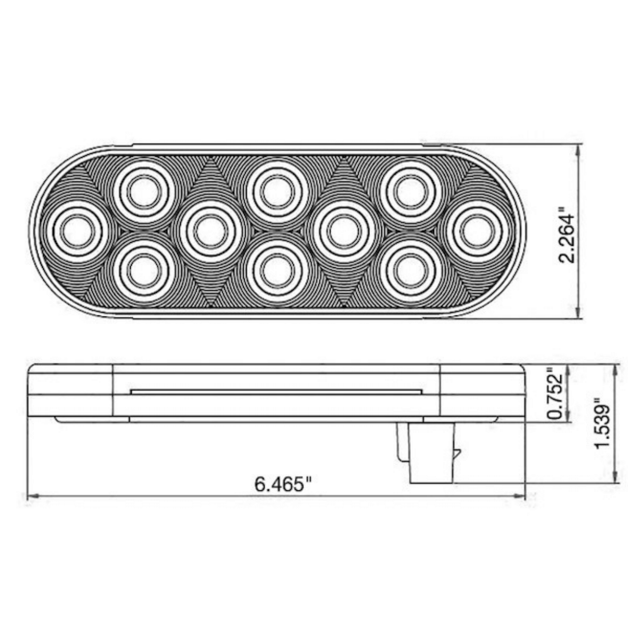 dimensions of the buyers 6 inch stop-turn-tail light for trucks and trailers