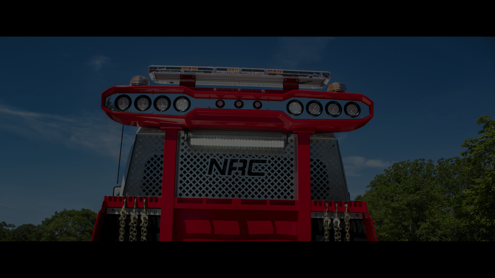 emergency and warning lights on the chain rack of an NRC Carrier Truck