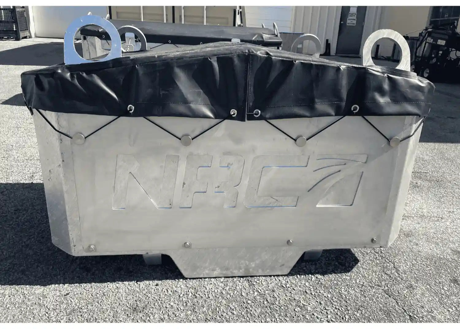 galvanized short rigging box for transporting snatch blocks and other rigging equipment on an NRC heavy duty wrecker