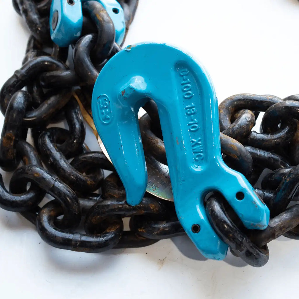 Heavy-duty Grade 100 tow chain from B/A Products Co., designed for securing and lifting heavy loads with a rated capacity for overhead lifting applications