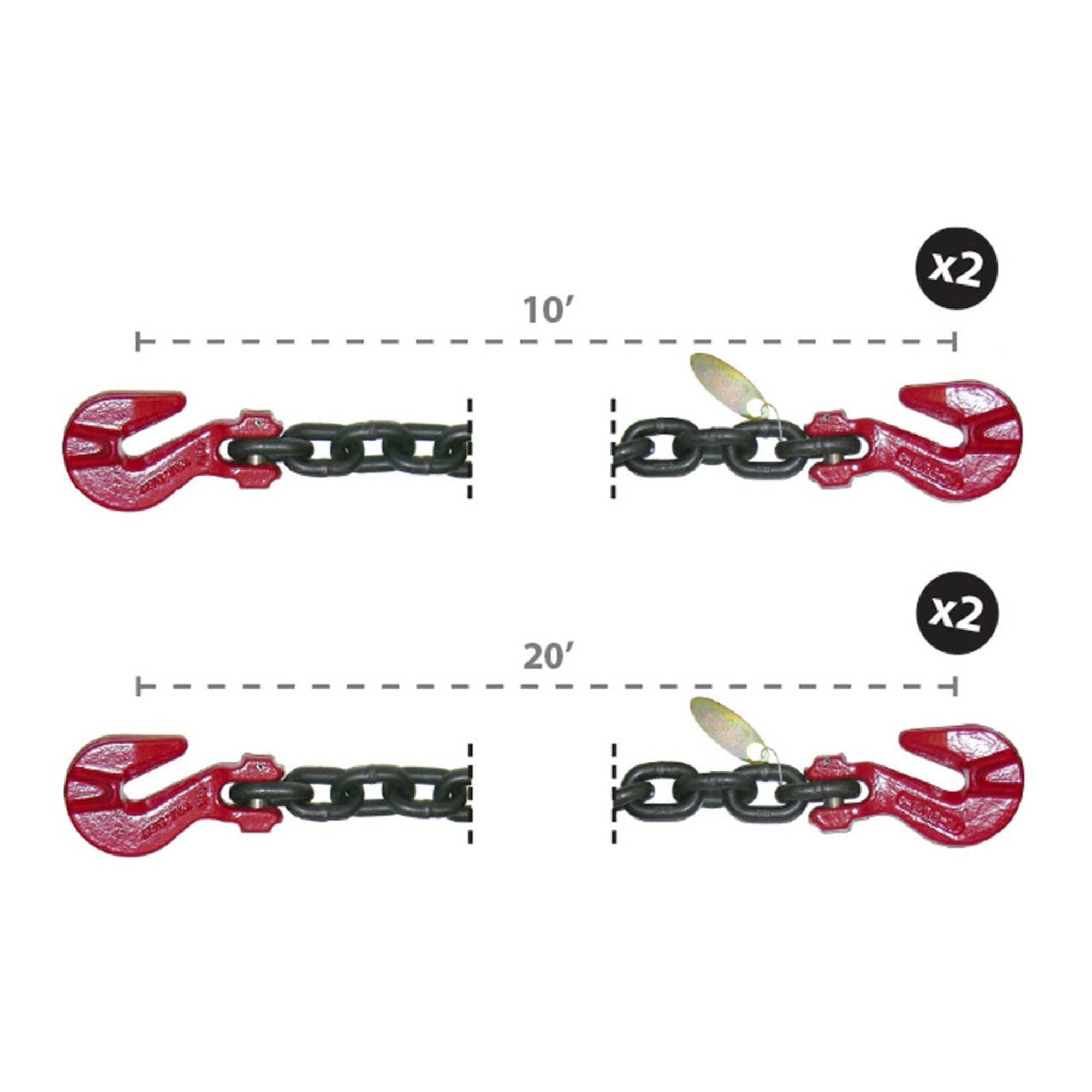 Grade 80 Chain Kit:2-10' Chain +2-20'Chain w/Grab hooks – Battelini ...