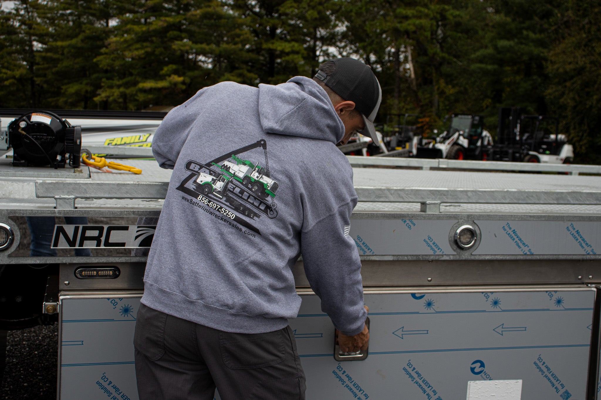 Battelini Trucking Hoodie Sweatshirt - Graphite Heather