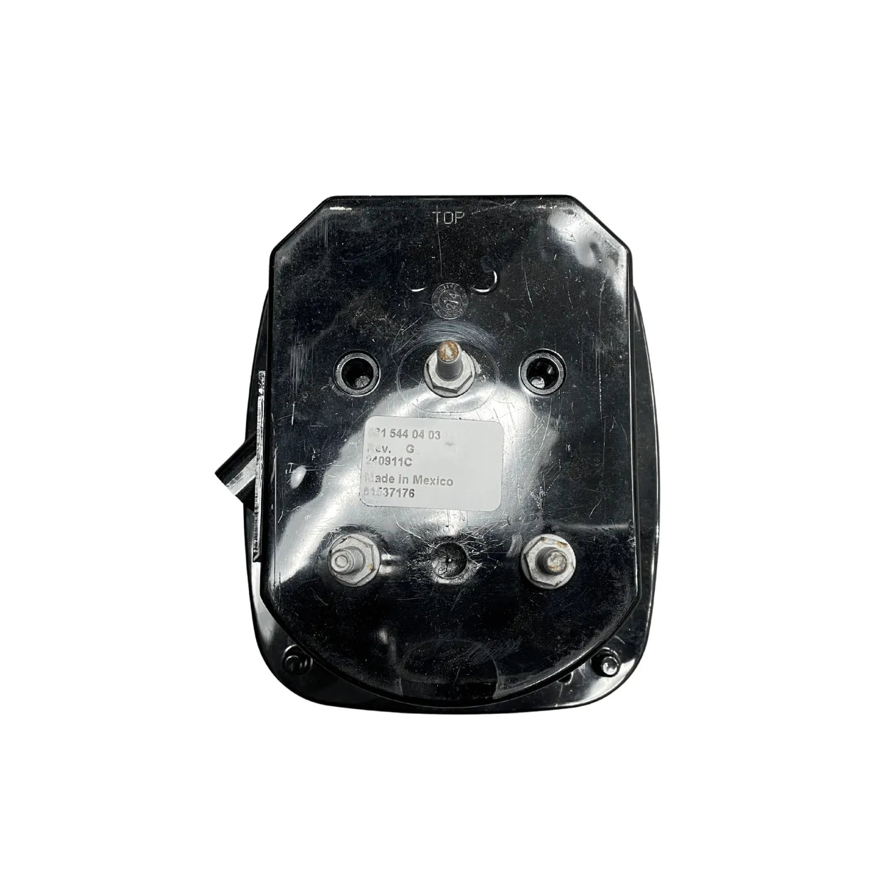 Back of Grote 01537176 tail light with three mounting studs and label reading Freightliner 681 544 04 03