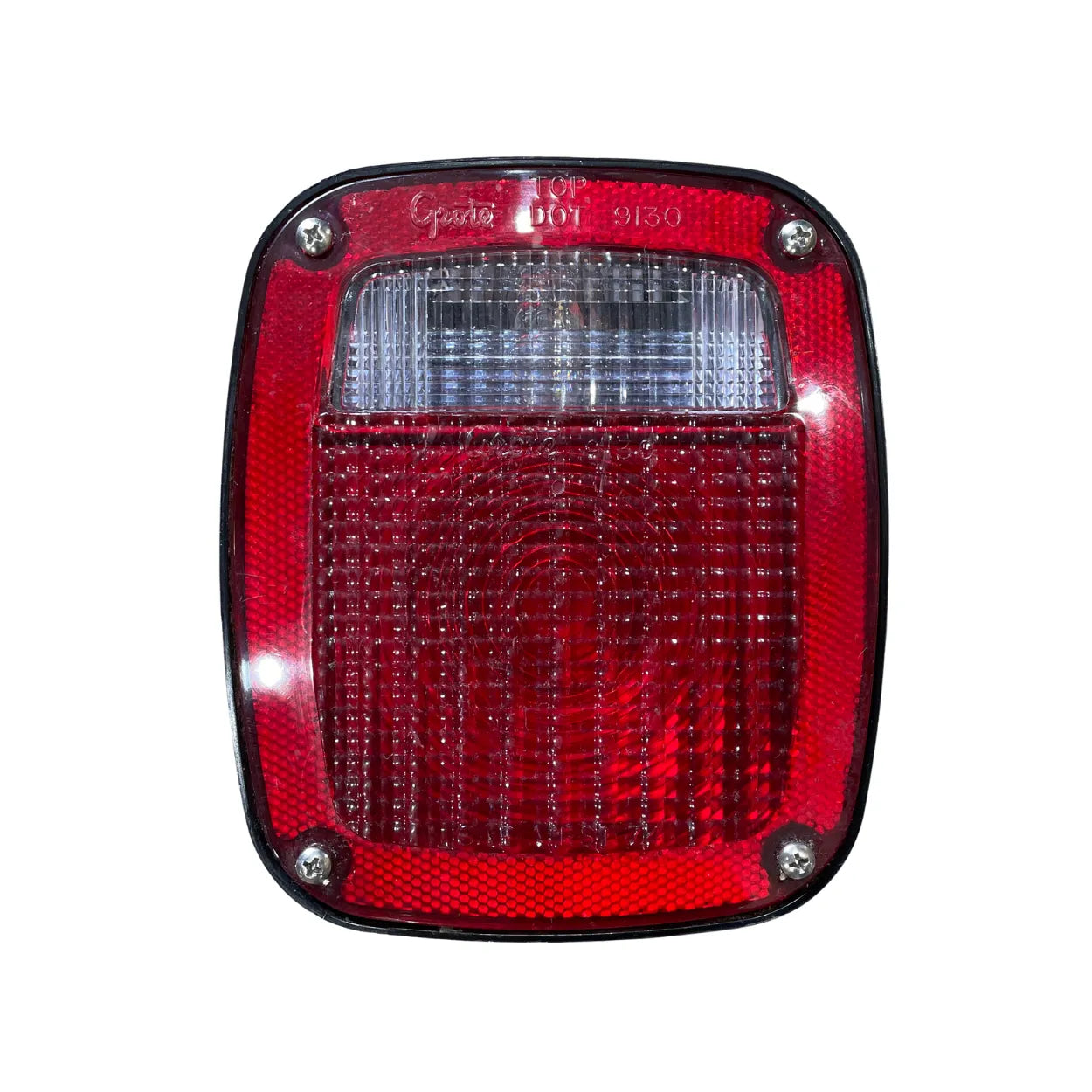 Grote 91302 red replacement tail light lens, square, with molded reflex reflector