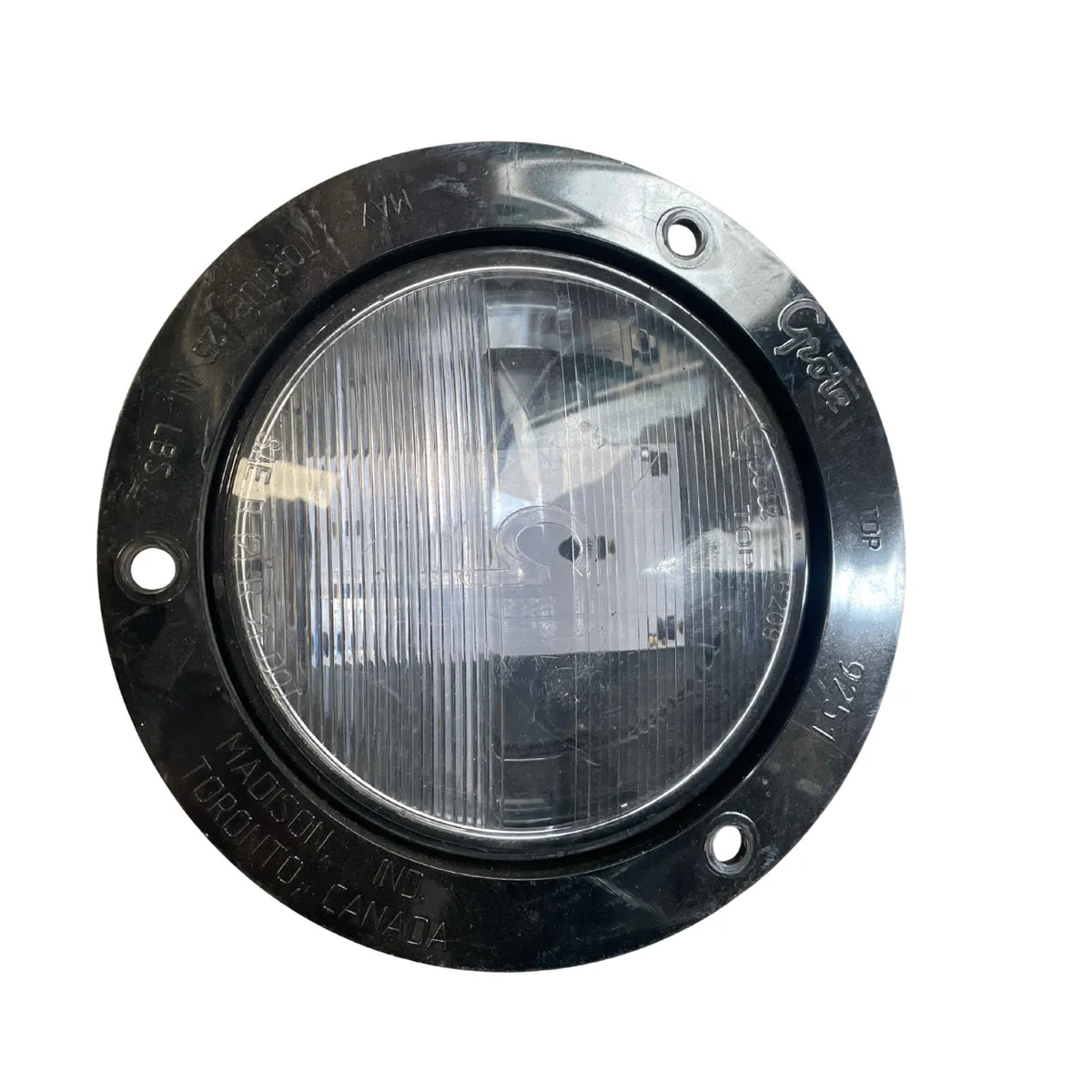 Grote 62091 4 inch LED back-up light with clear SAE R lens in black 3-hole screw-mount flange