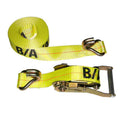 B/A Products Co. 2" ratchet tie-down straps with double J hooks for heavy hauling and vehicle recovery