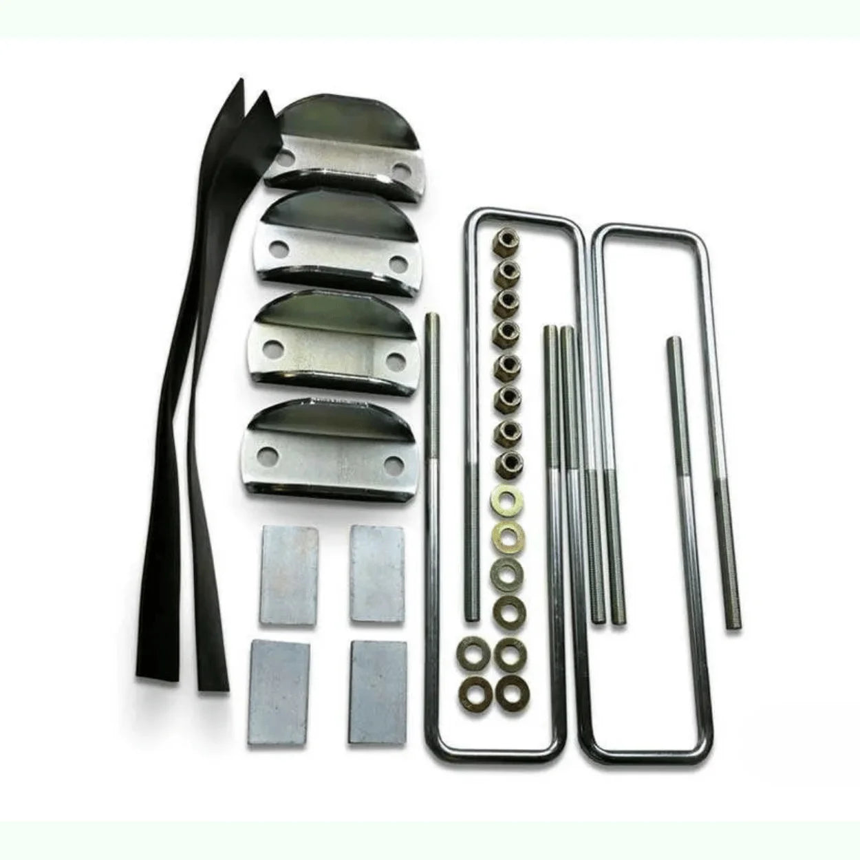 a layout of Iconic Metal Gear's 17" u-bolt mounting kit for semi-truck headache racks