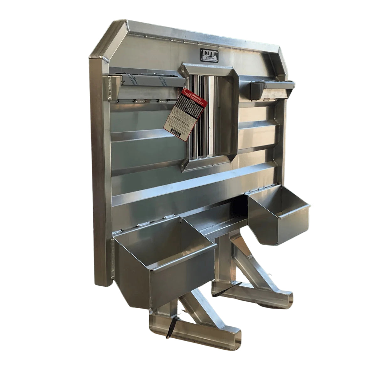 iconic aluminum headache rack with split trays and jail bar window