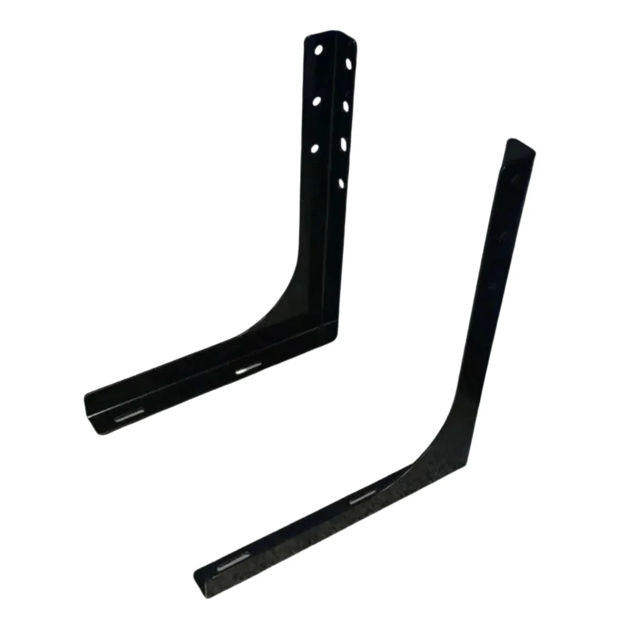 Two Iconic MetalGear black metal brackets on a white background 