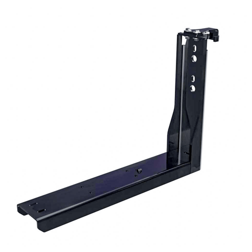 18-1/2'' Quick Mount toolbox bracket in black steel with Endurance Powder Coat finish, featuring Quick Hang Tab for easy installation.