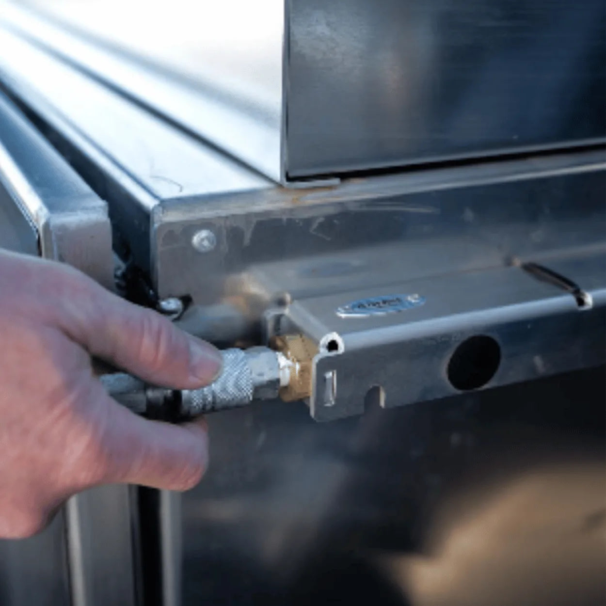 airline bracket installed on the side of In the Ditch underbody toolbox